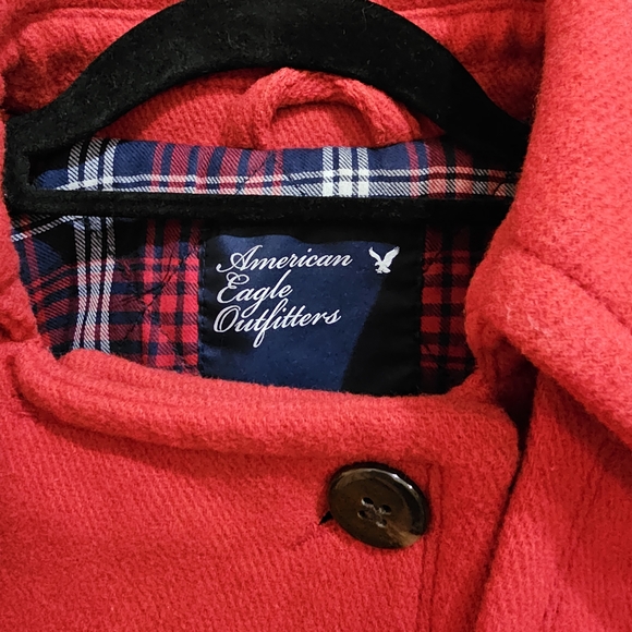 American Eagle Outfitters Wool Blend Double Breasted Peacoat Medium Red - Picture 4 of 16